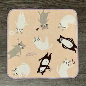 Kitten Cat Loves Move Japanese Handkerchief ❘ Hand Towel ❘ Face Towel (Pink)